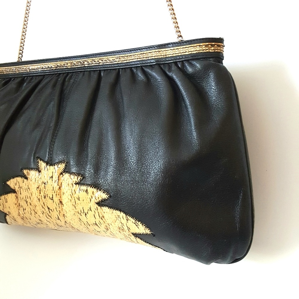 80's Vtg Magnum Snakeskin & Leather Handbag Bag